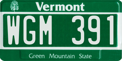 VT license plate WGM391