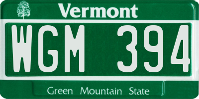 VT license plate WGM394