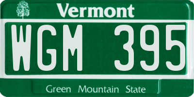 VT license plate WGM395
