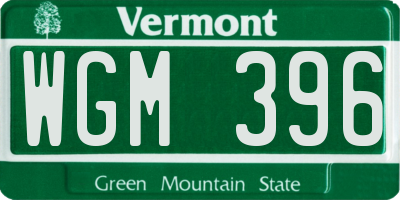 VT license plate WGM396
