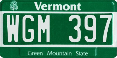 VT license plate WGM397