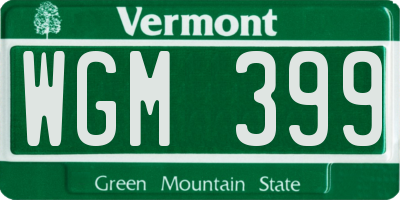 VT license plate WGM399