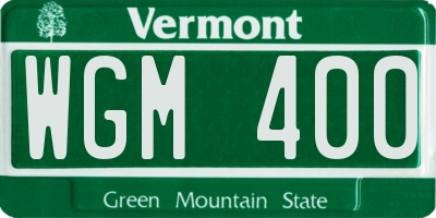 VT license plate WGM400