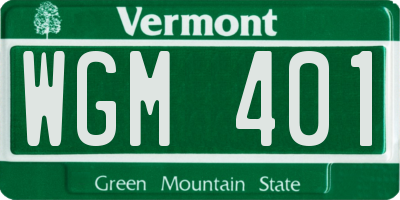 VT license plate WGM401