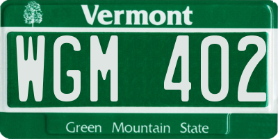 VT license plate WGM402