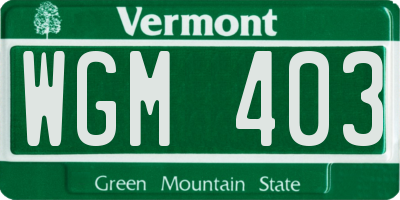 VT license plate WGM403
