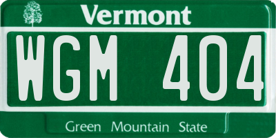 VT license plate WGM404