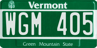 VT license plate WGM405