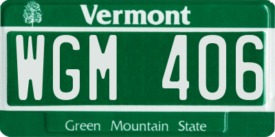 VT license plate WGM406