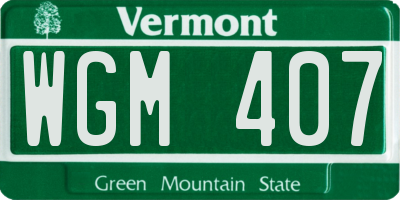 VT license plate WGM407