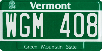 VT license plate WGM408