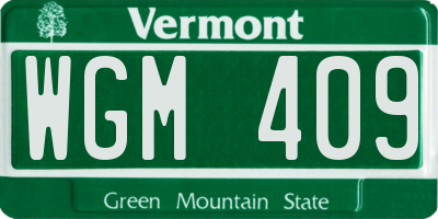 VT license plate WGM409