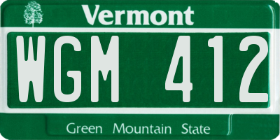 VT license plate WGM412