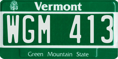 VT license plate WGM413