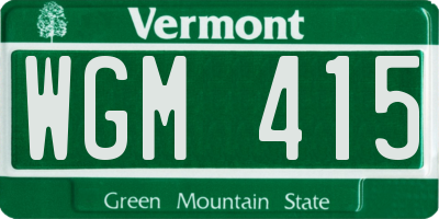 VT license plate WGM415