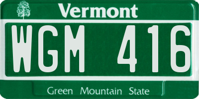 VT license plate WGM416