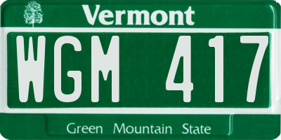 VT license plate WGM417