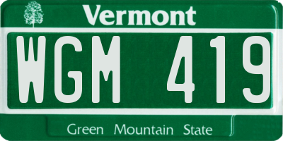 VT license plate WGM419