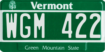 VT license plate WGM422