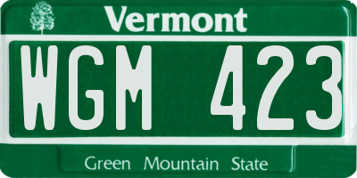 VT license plate WGM423