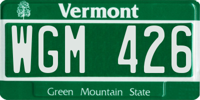 VT license plate WGM426