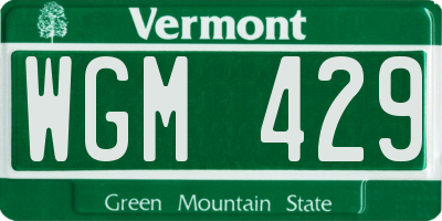 VT license plate WGM429