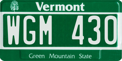 VT license plate WGM430