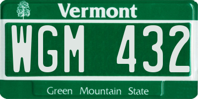 VT license plate WGM432