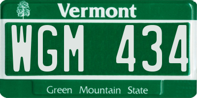 VT license plate WGM434