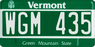 VT license plate WGM435