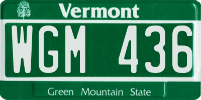 VT license plate WGM436
