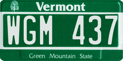 VT license plate WGM437