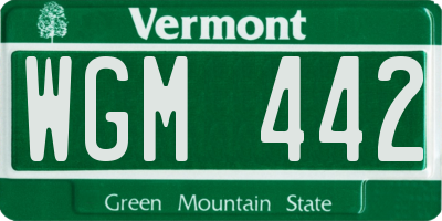 VT license plate WGM442
