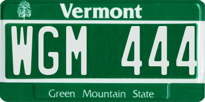 VT license plate WGM444