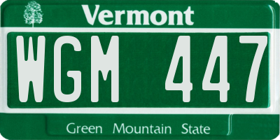 VT license plate WGM447