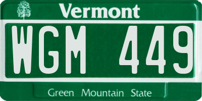 VT license plate WGM449