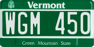 VT license plate WGM450