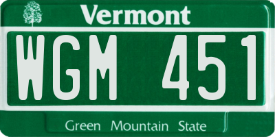 VT license plate WGM451