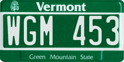 VT license plate WGM453
