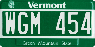 VT license plate WGM454