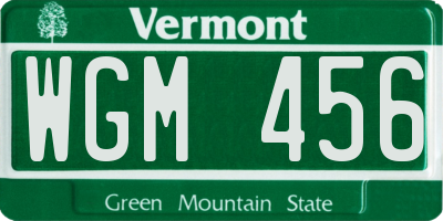 VT license plate WGM456