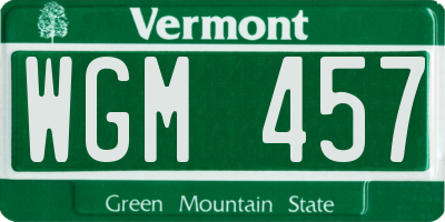 VT license plate WGM457