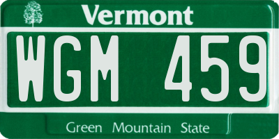 VT license plate WGM459