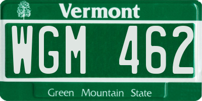 VT license plate WGM462
