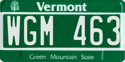 VT license plate WGM463