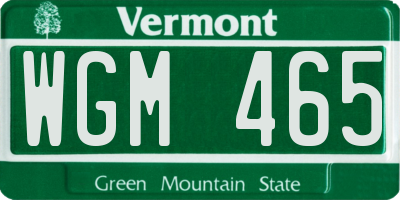 VT license plate WGM465