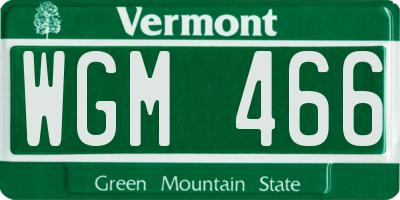 VT license plate WGM466