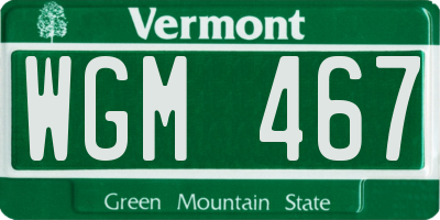 VT license plate WGM467
