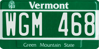 VT license plate WGM468