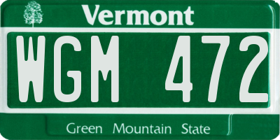 VT license plate WGM472